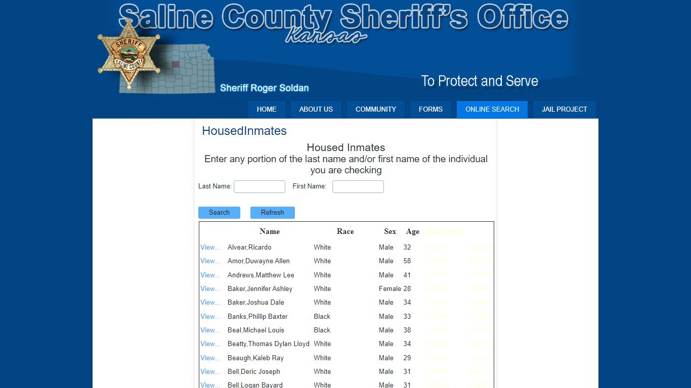 Saline County Sheriff > Online Search > Housed Inmate