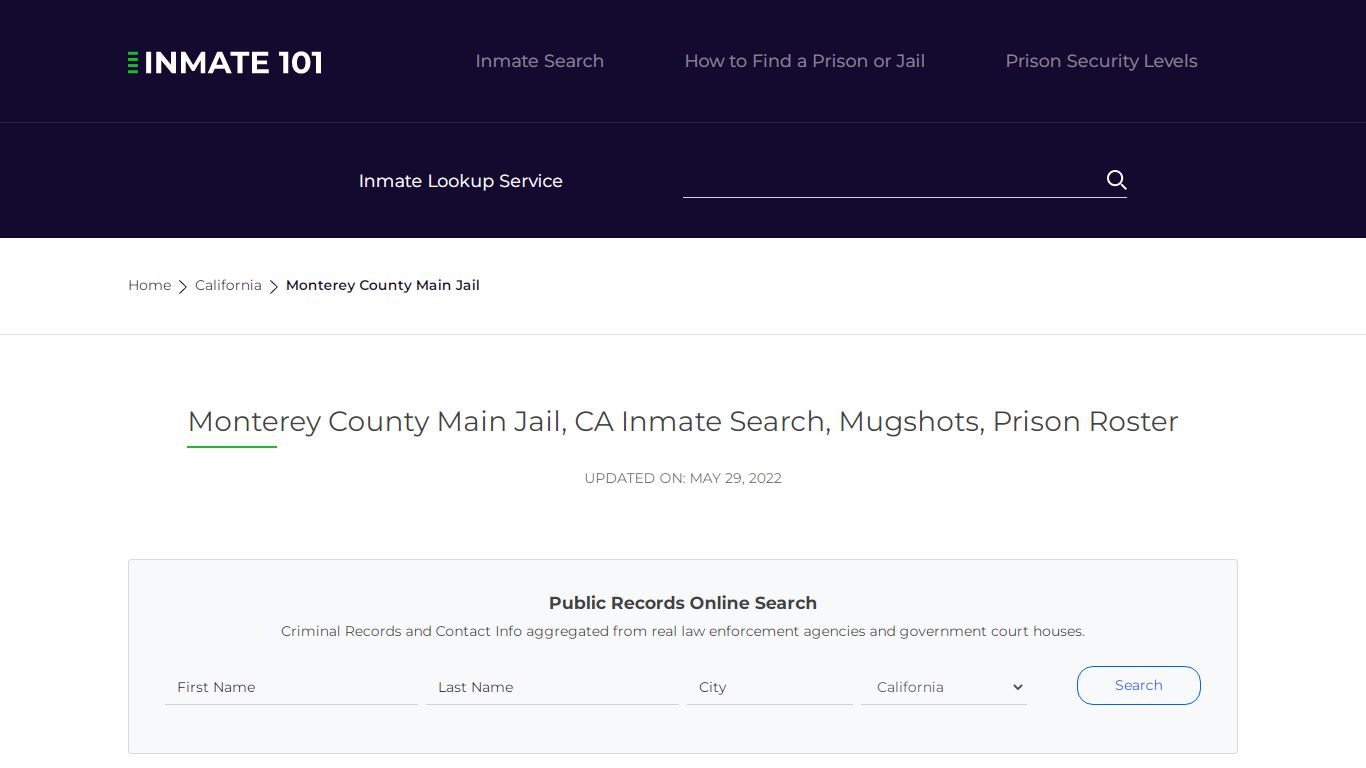 Monterey County Main Jail, CA Inmate Search, Mugshots ...
